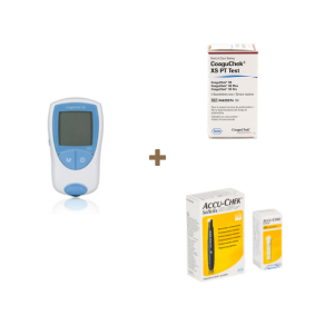 CoaguChek XS Monitor + Caixa com 06 tiras teste + Lancetador Softclix
