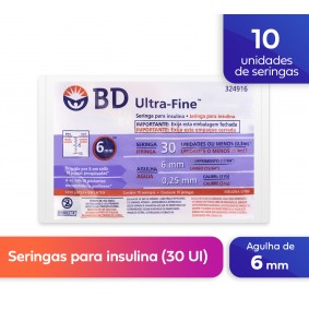 Seringa Insulina BD 0,3cc 6mm (pct. c/10) - cod. 324916